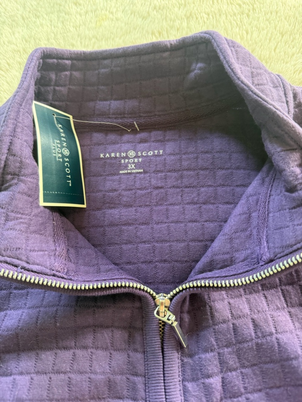 NWT Karen Scott Plus Size Quilted Fleece Jacket in Cassis sz 3X - Picture 6 of 7